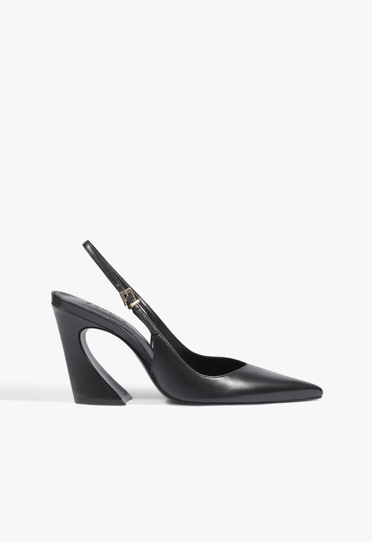 Lexi Sling Block Leather Pump 5 Black Leather - Schutz Shoes
