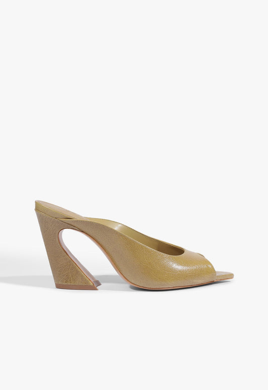 Lexi Block Mule Leather Sandal 5 Olive Green Leather - Schutz Shoes