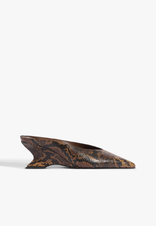 Siena Mid Mule Leather Pump 5 Animal Print Snake - Schutz Shoes