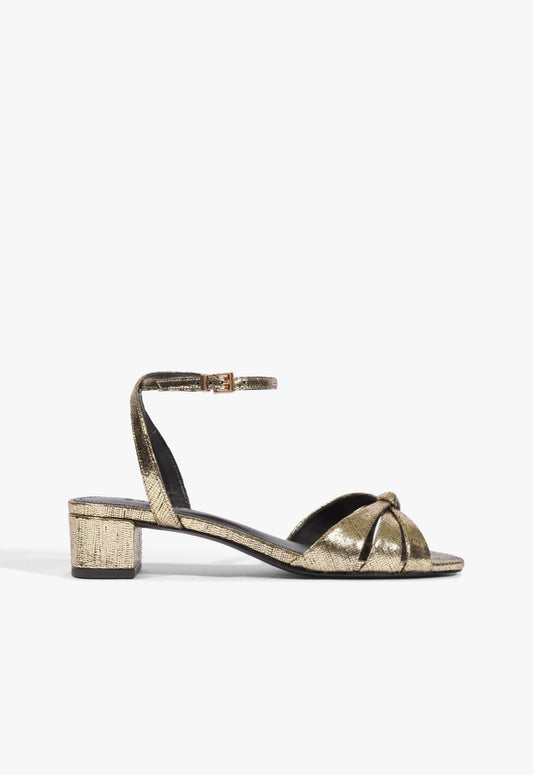 Carmen Mid Leather Sandal 5 Gold Metallic - Schutz Shoes