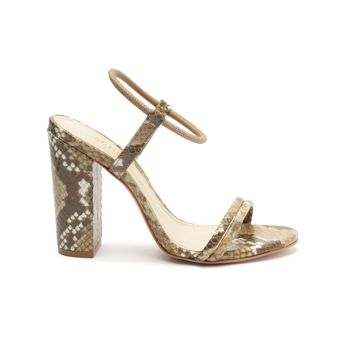 Gimenez Snake-Embossed Leather Sandal Resort 23 5 True Beige Snake-Embossed Leather - Schutz Shoes