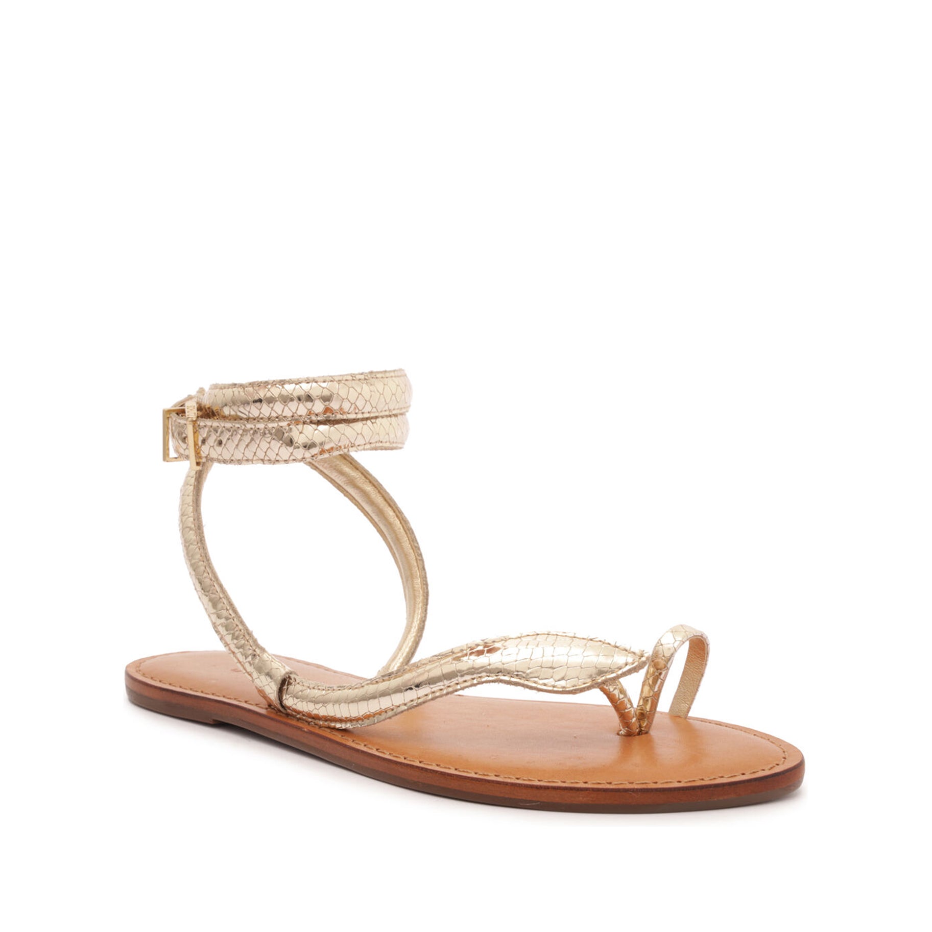 Courtney Metallic Leather Sandal Flats Spring 22    - Schutz Shoes