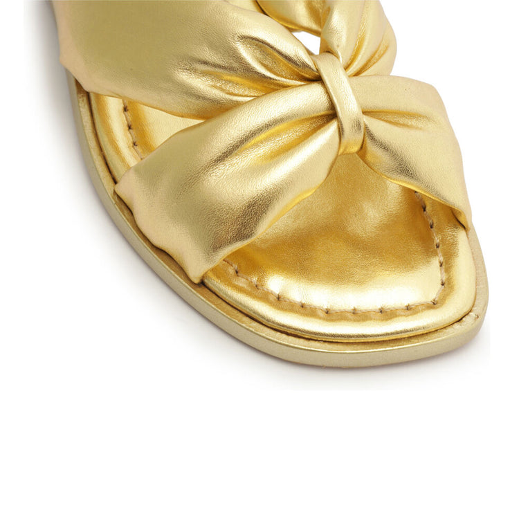 Fairy Flat Sandal Ouro Gold Metallic Leather