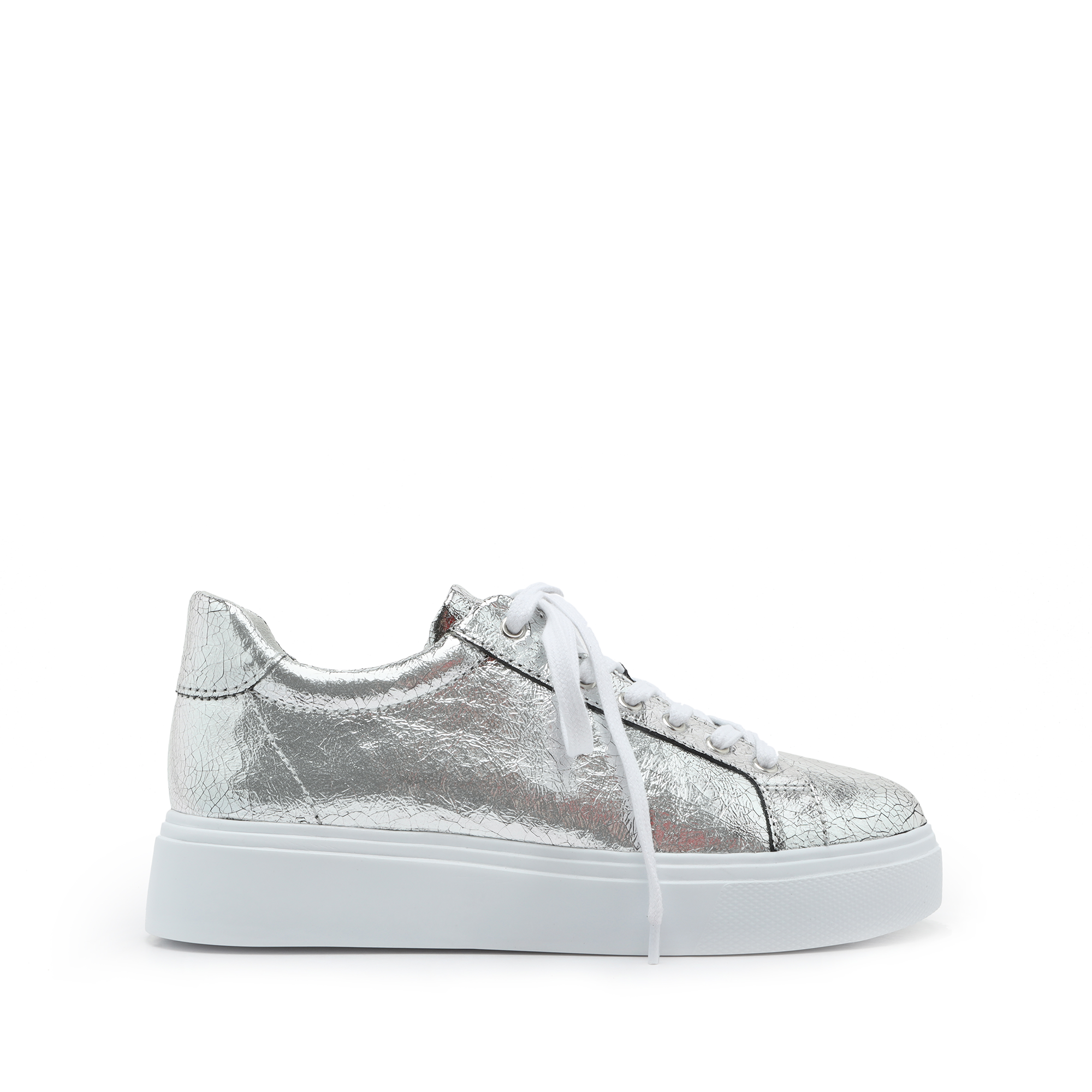 Raver Sneaker Sneakers Sale 5 Silver Crackled Metallic Leather - Schutz Shoes