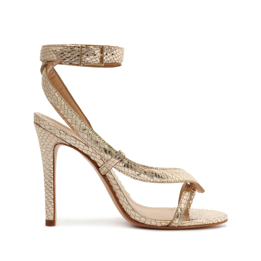 Courtney High Metallic Sandal Sandals OLD 5 Gold Metallic Snake-Embossed Leather - Schutz Shoes