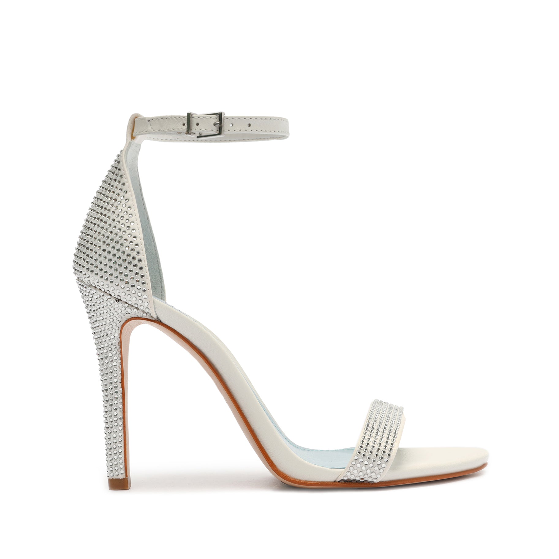 Cadey-Lee Crystal Sandal Sandals OLD 5 White Satin & Nappa Leather - Schutz Shoes