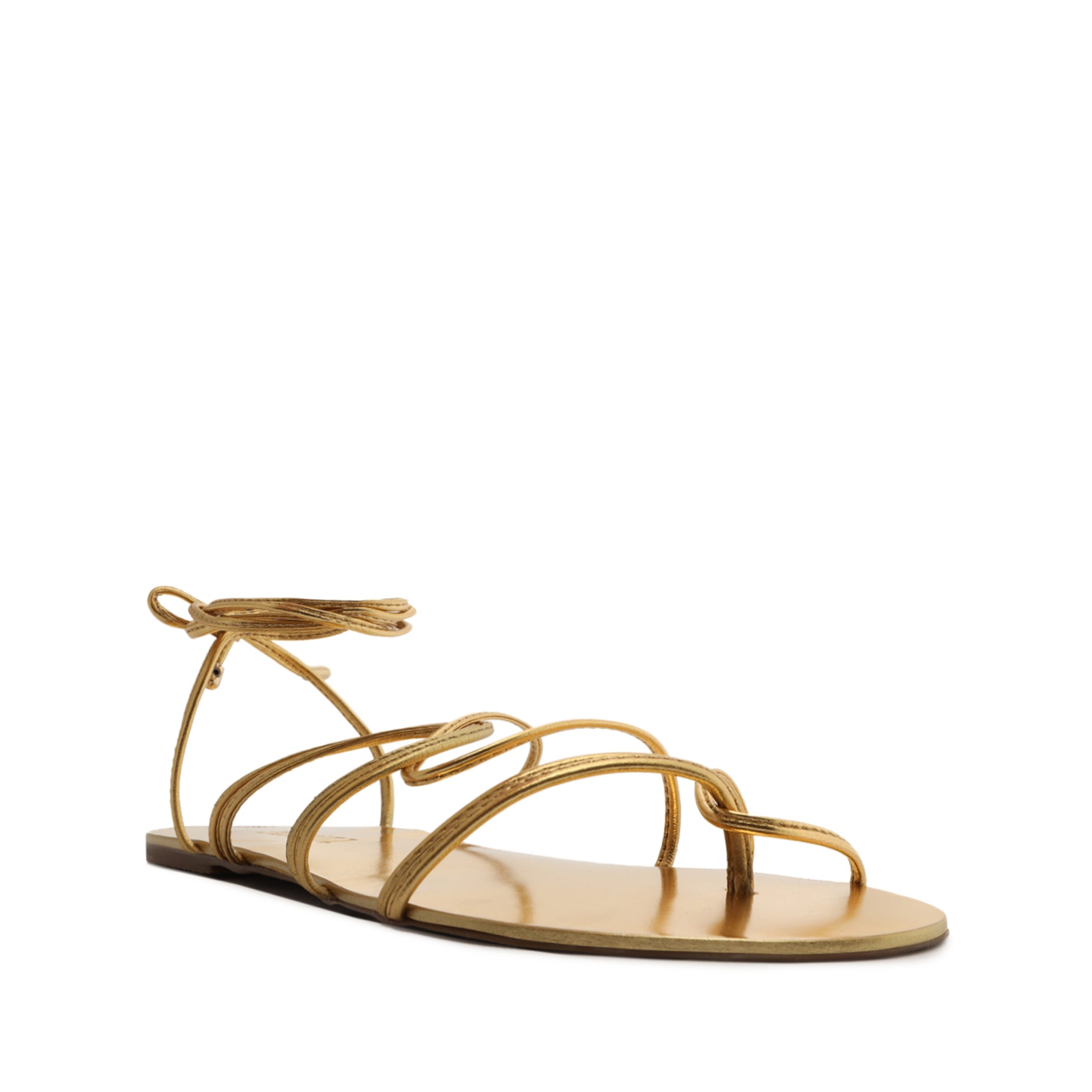 Lucilla Metallic Leather Sandal Flats OLD    - Schutz Shoes