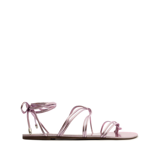 Lucilla Metallic Leather Sandal Flats OLD 5 Cerise Metallic Leather - Schutz Shoes