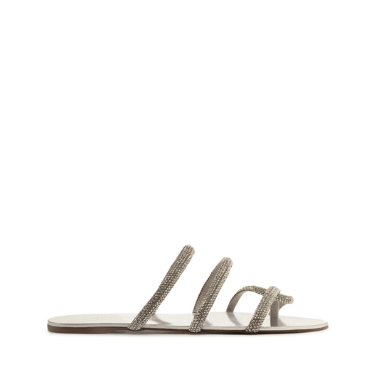 Phoebe Metallic Nappa Leather Sandal Flats OLD 5 Silver Metallic Nappa Leather - Schutz Shoes