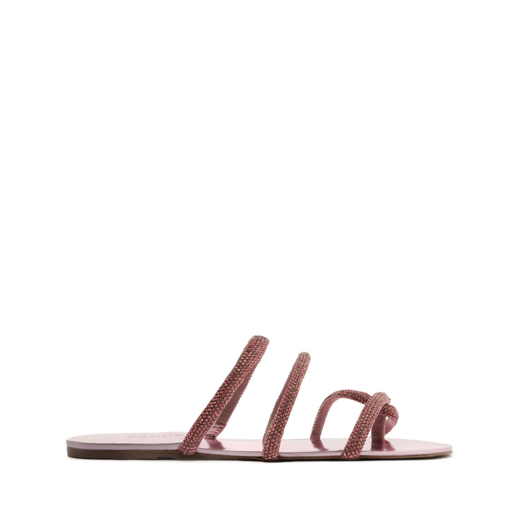 Phoebe Metallic Nappa Leather Sandal Flats Sale 5 Light Rose Metallic Nappa Leather - Schutz Shoes