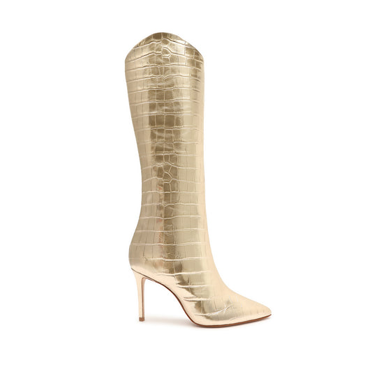 Maryana Crocodile-Embossed Leather Boot Boots OLD 5 Gold Crocodile-Embossed Leather - Schutz Shoes