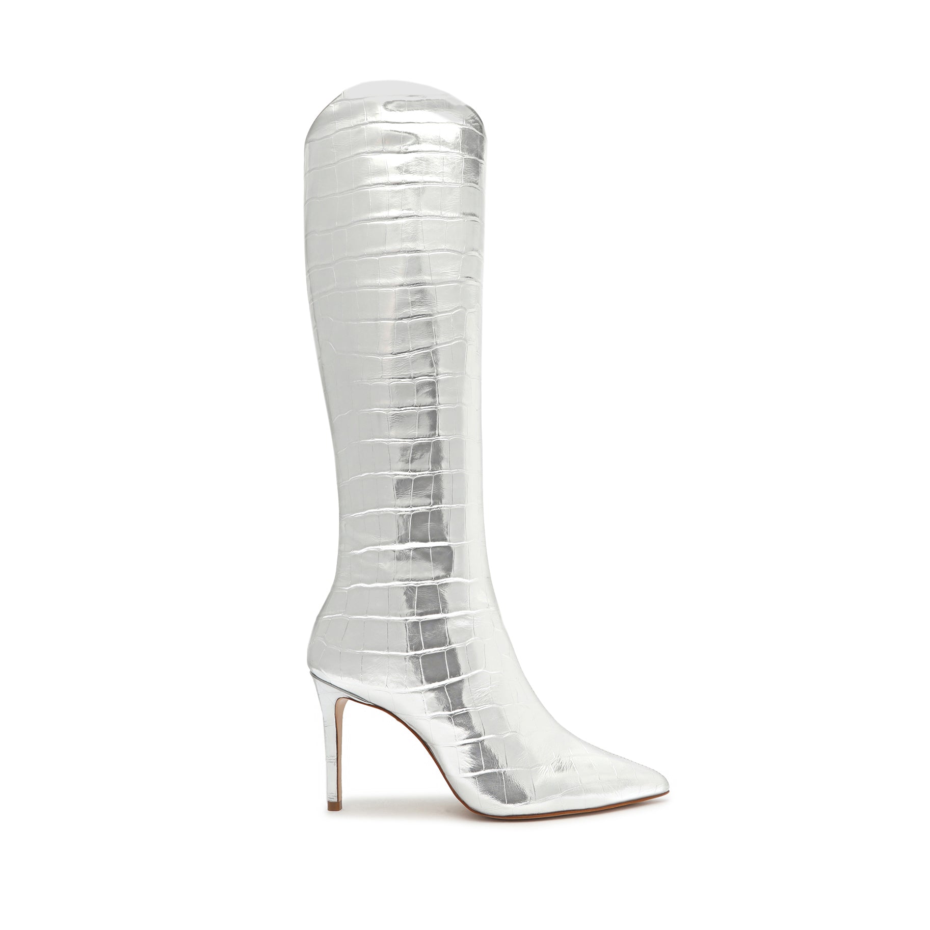 Maryana Crocodile-Embossed Leather Boot Boots Open Stock 5 Silver Crocodile-Embossed Leather - Schutz Shoes