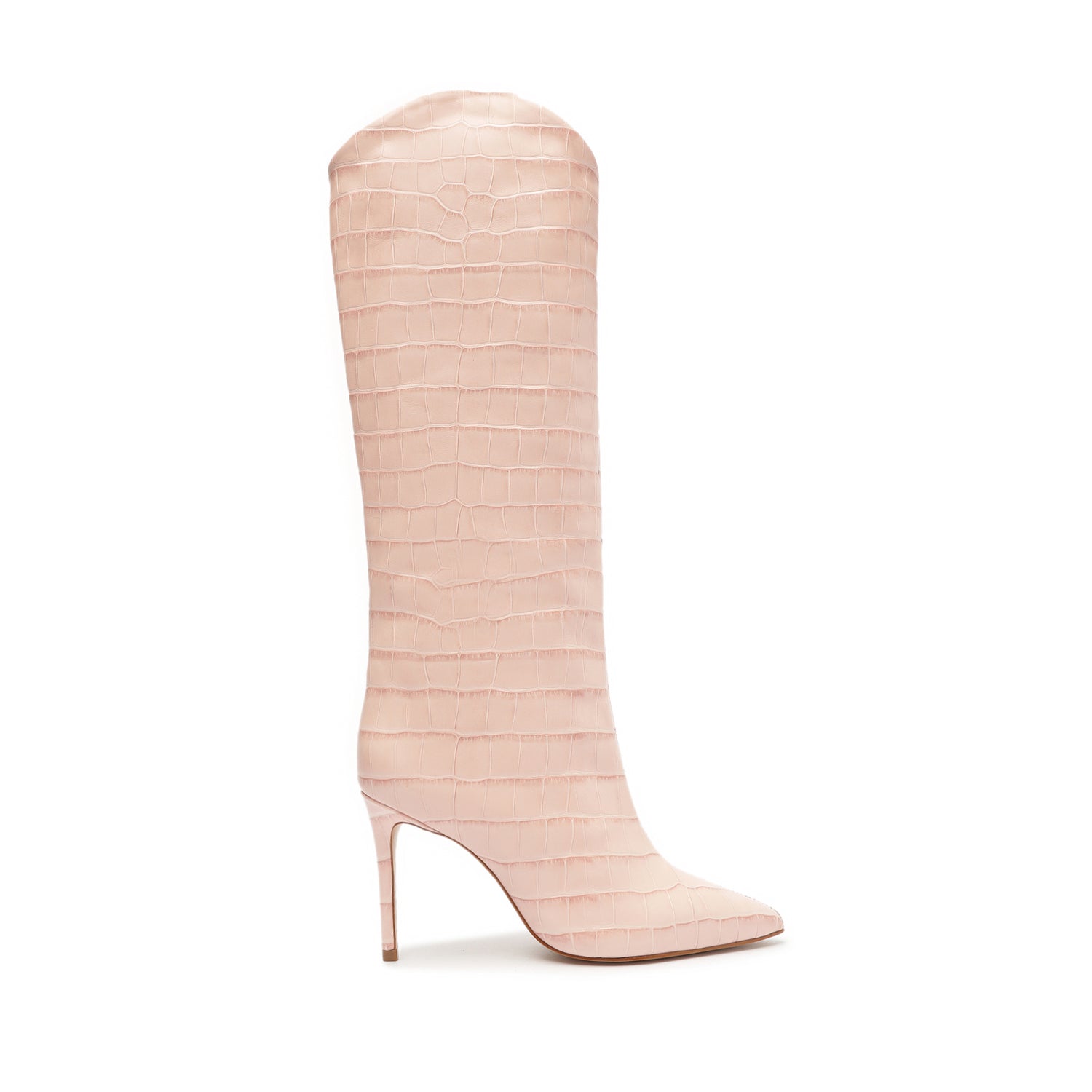 Maryana Crocodile-Embossed Leather Boot 5 Blush Crocodile-Embossed Leather - Schutz Shoes
