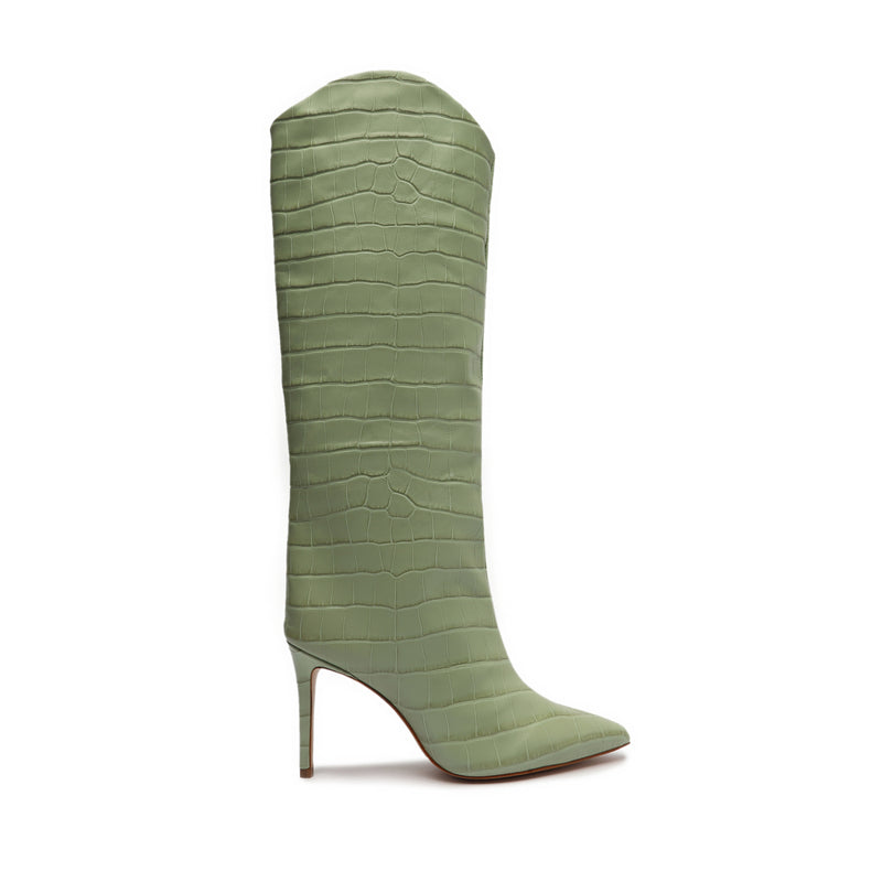 Maryana Crocodile-Embossed Leather Boot Boots Open Stock 5 Sage Crocodile-Embossed Leather - Schutz Shoes