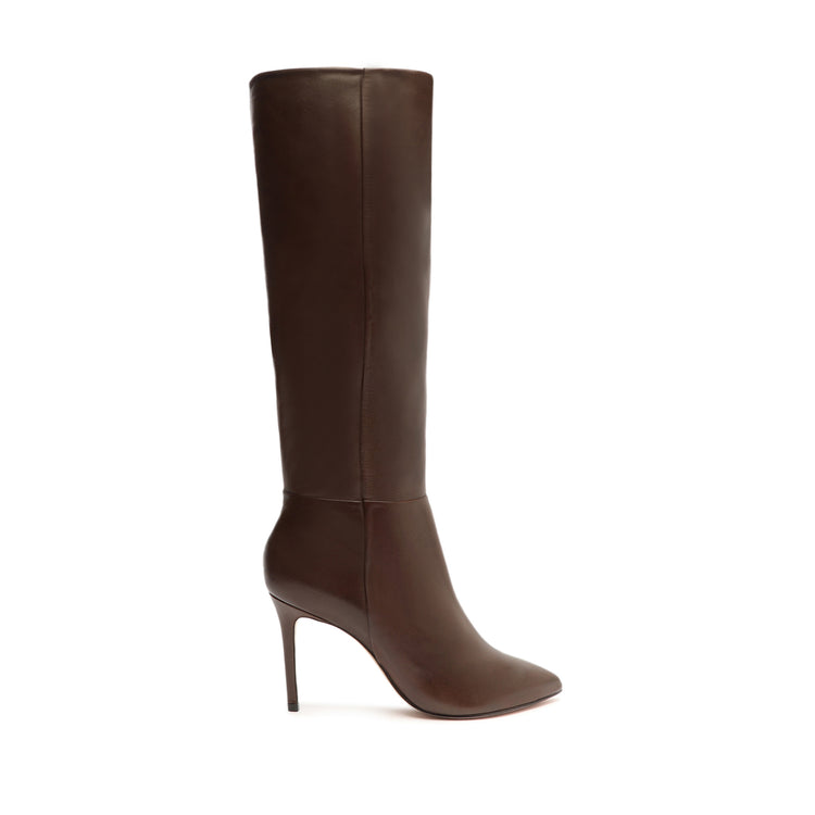 Mikki Up Leather Boot Boots Fall 22 5 Dark Chocolate Leather - Schutz Shoes