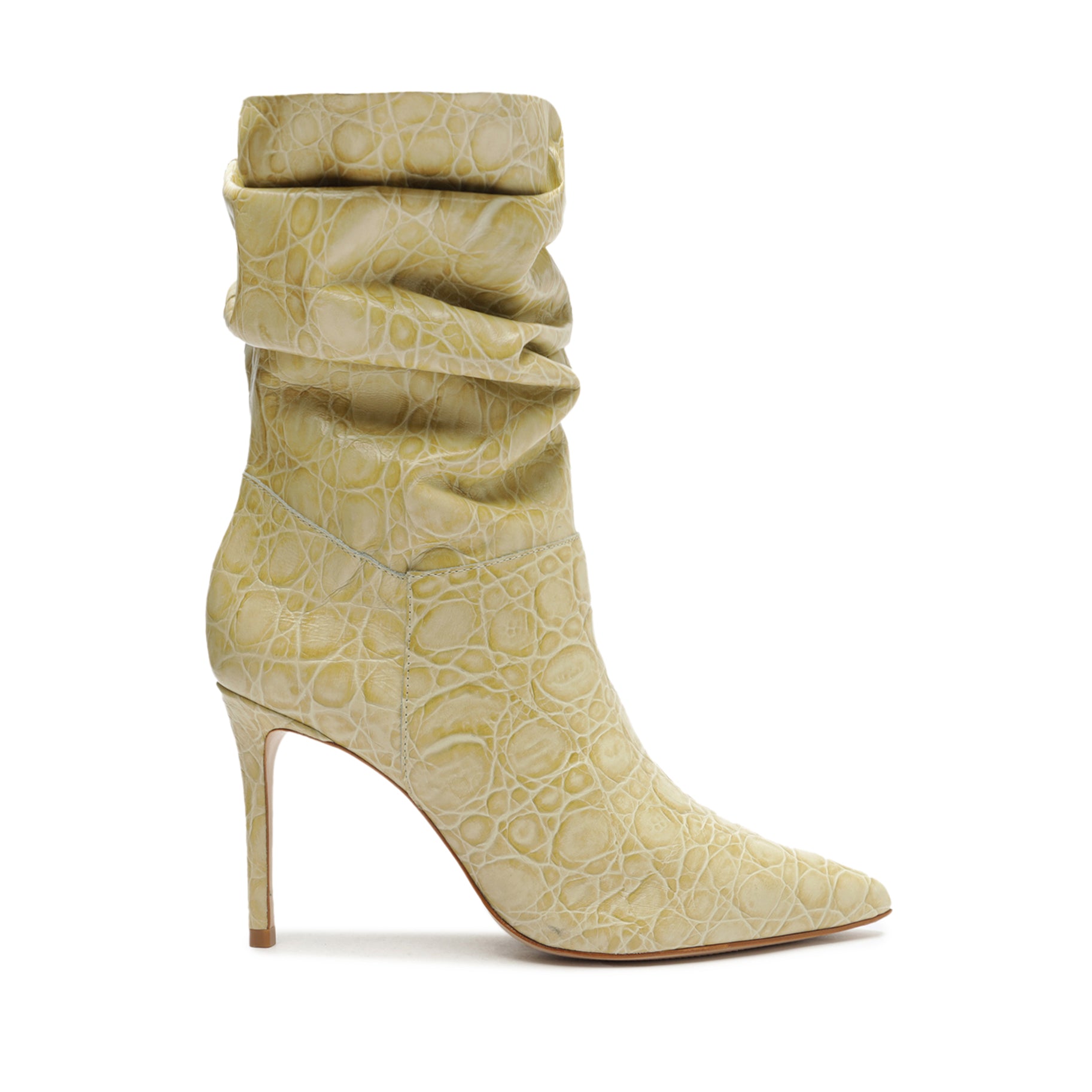 Ashlee Crocodile-Embossed Leather Bootie Booties OLD 5 Almond Buff Crocodile-Embossed Leather - Schutz Shoes