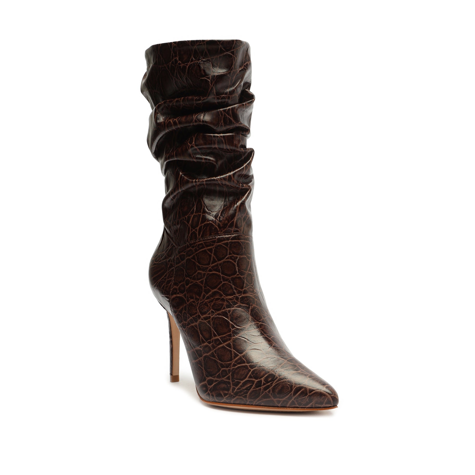 Ashlee Crocodile-Embossed Leather Bootie Booties OLD    - Schutz Shoes