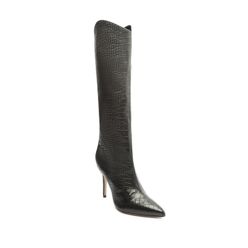 Maryana Casual Leather Boot Black Leather