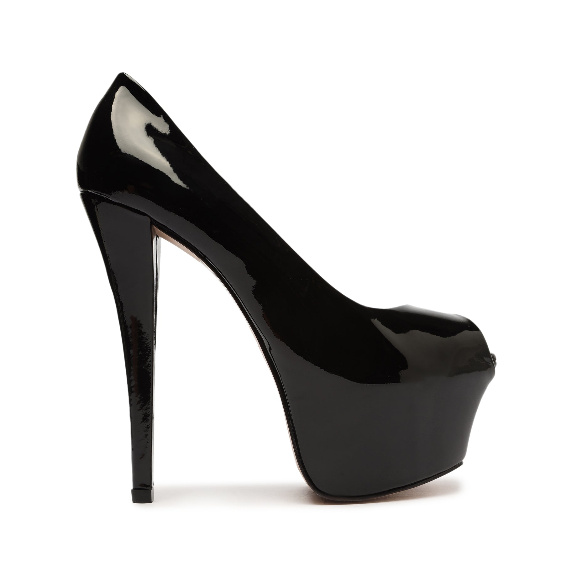 Zelda Platform Patent Peep Toe Sandals Sale 5 Black Patent Synthetic - Schutz Shoes