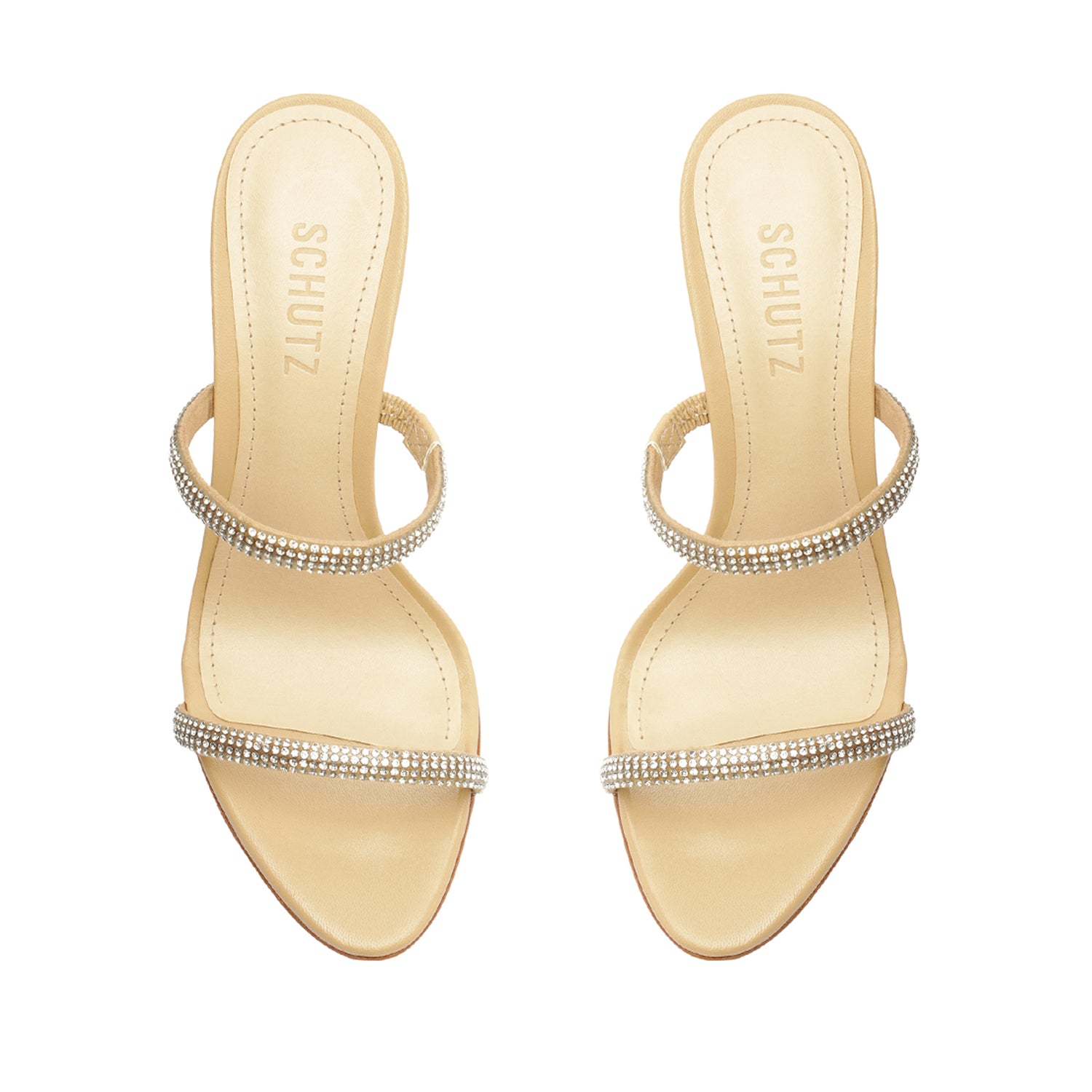Taliah Glam Lather & Crystal Sandal Light Beige