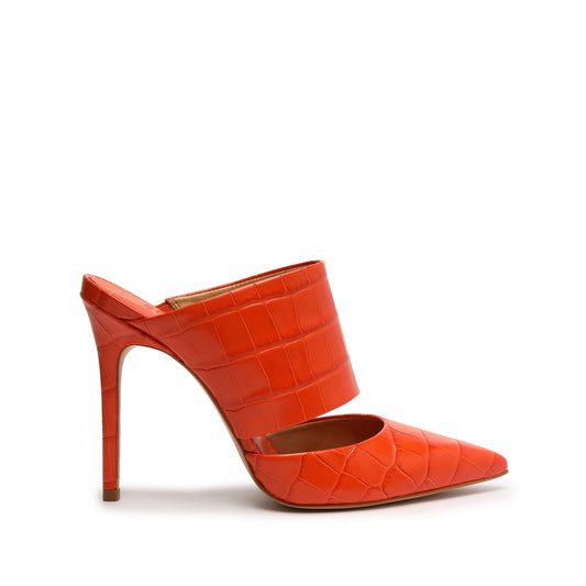 Quereda Crocodile-Embossed Leather Pump Pumps Sale 5 Bright Orange Crocodile-Embossed Leather - Schutz Shoes