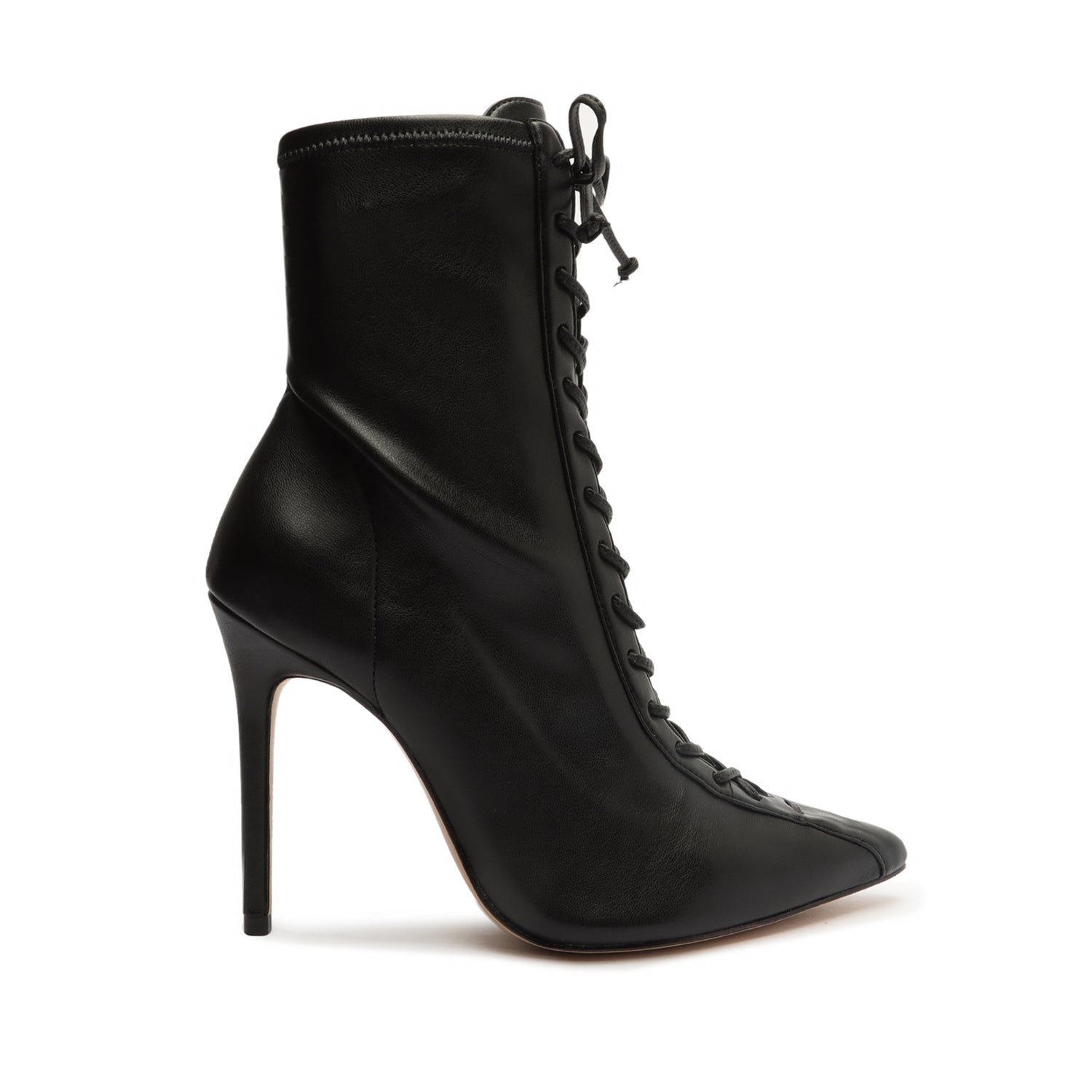 Leather Kitten Heel Pointed Ankle Boots