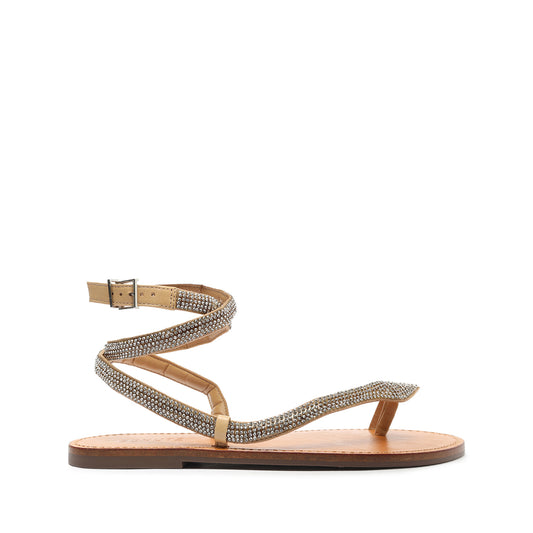 Courtney Crystal Sandal Flats Sale 5 Beige Synthetic Leather - Schutz Shoes