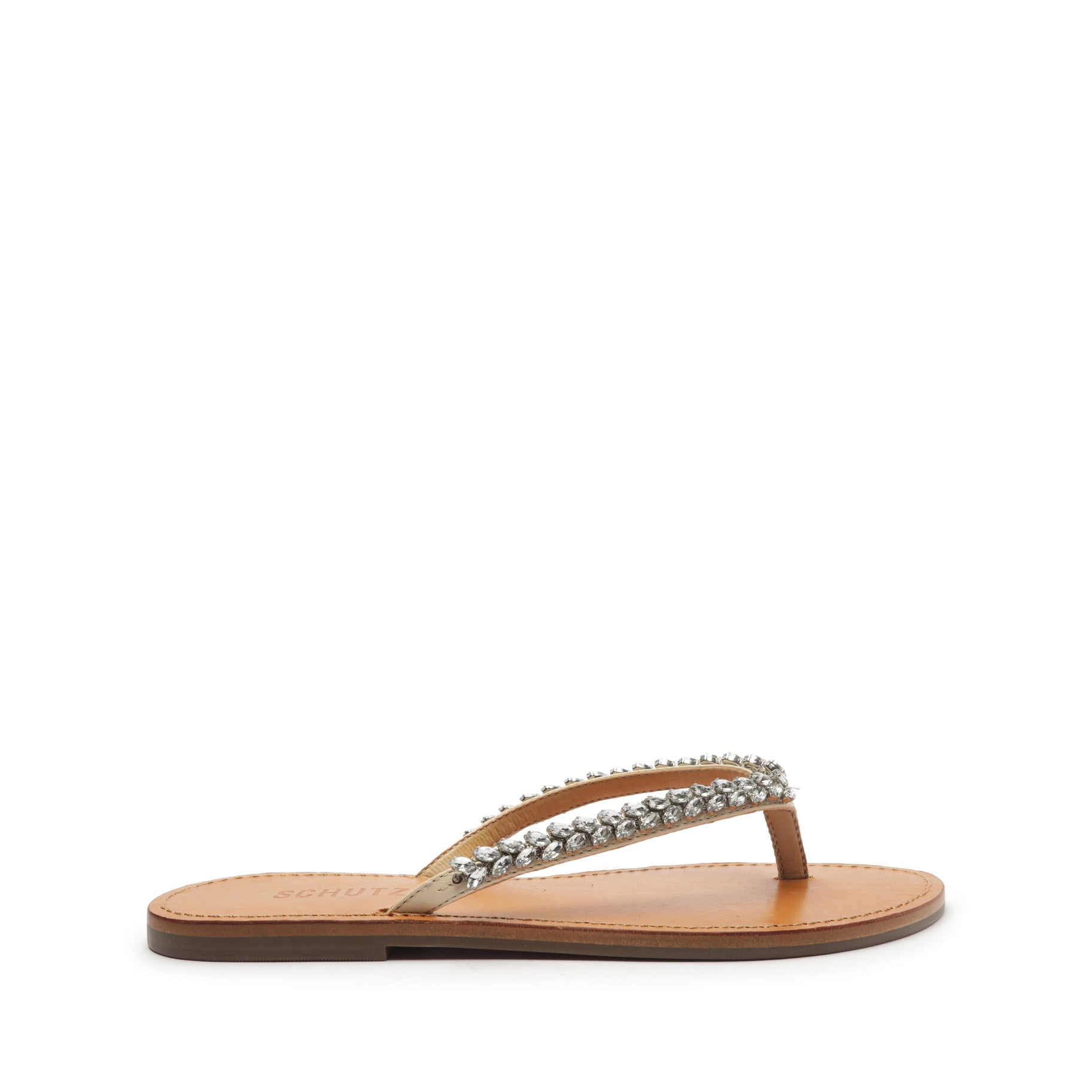 Belle Nappa Leather Sandal Flats Sale 5 Eggshell Nappa Leather - Schutz Shoes