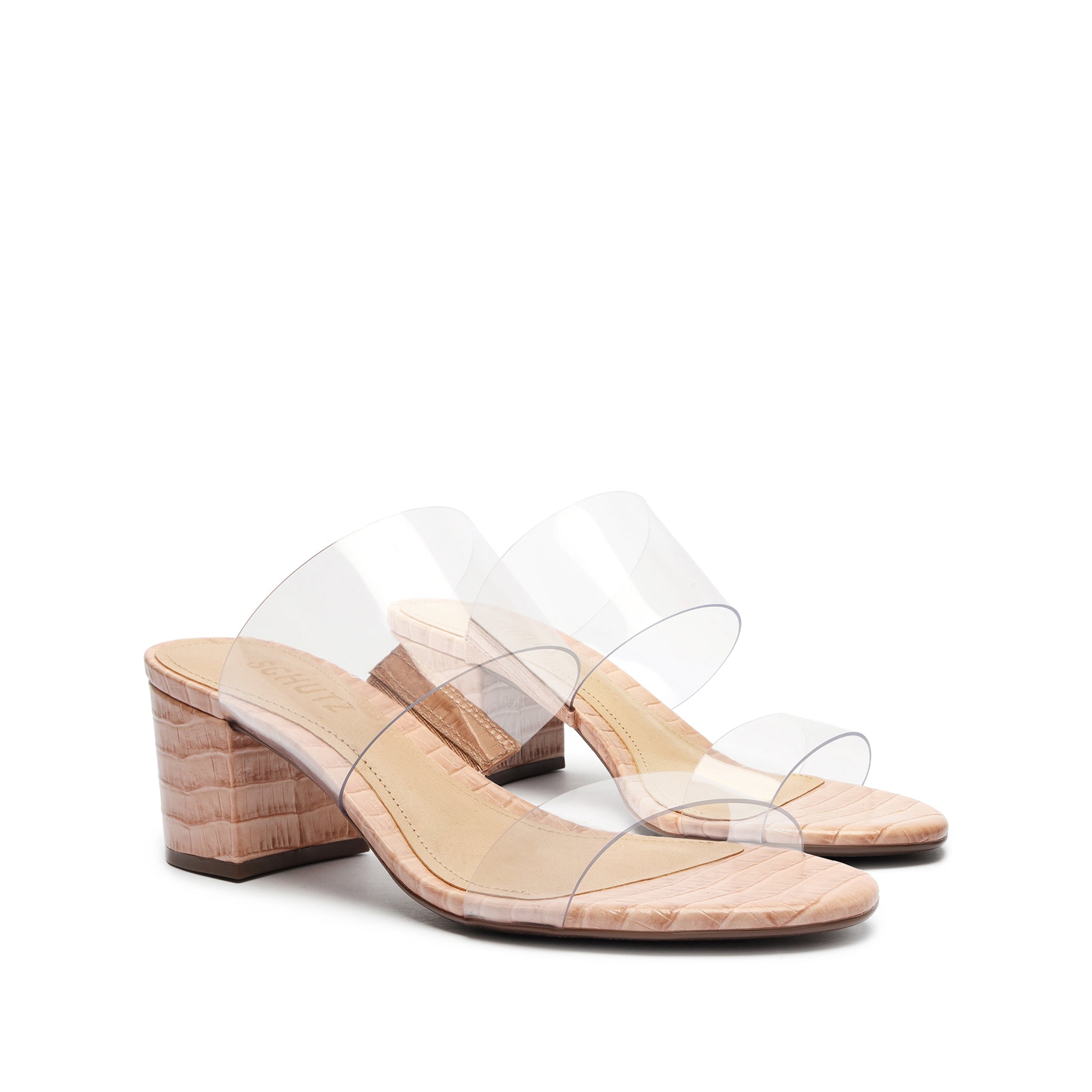 Victorie Crocodile-Embossed Leather Sandal Sandals CO    - Schutz Shoes