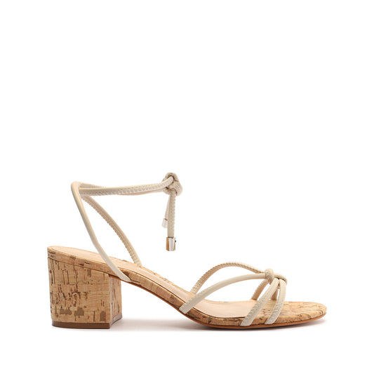 Suzy Mid Block Leather Sandal Sandals Sale 5 Eggshell Synthetic - Schutz Shoes