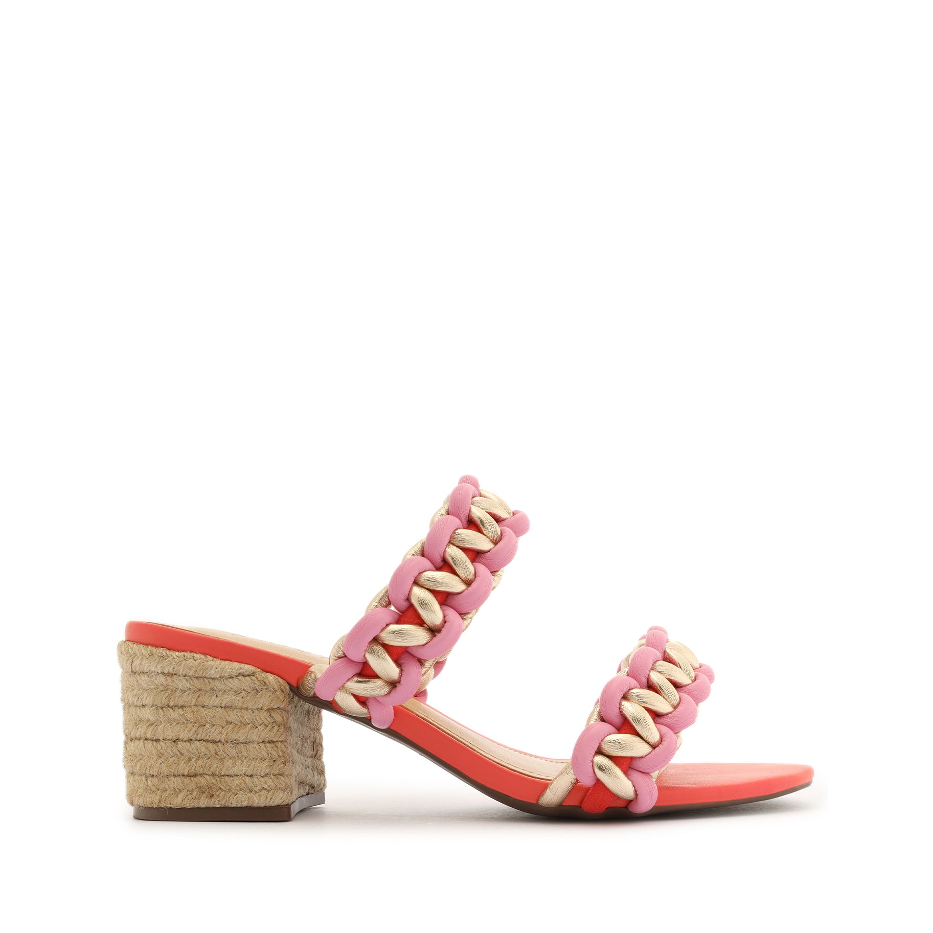 Juliet Mid Suede & Leather Sandal Sandals OLD 5 Coral Suede & Metallic Leather - Schutz Shoes