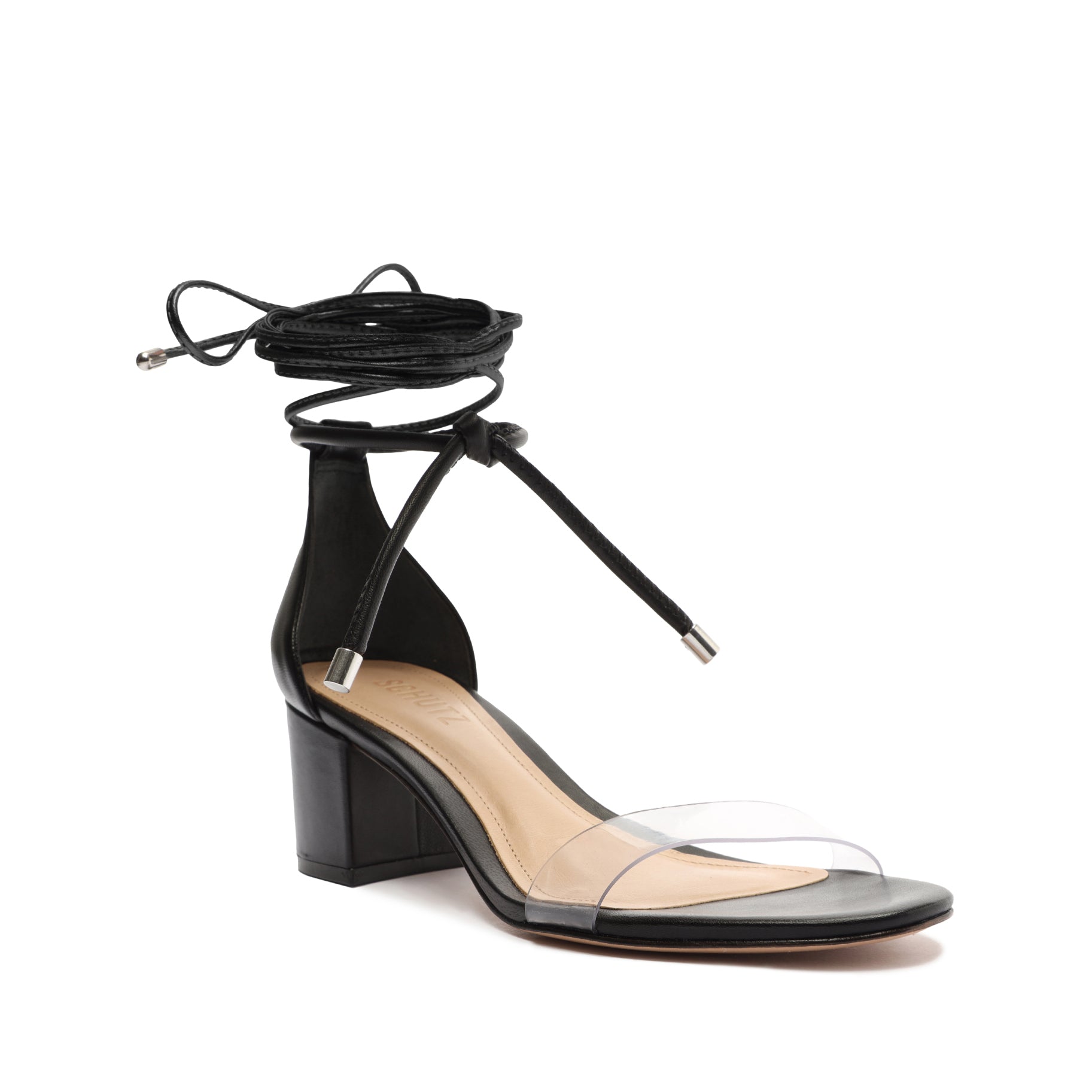 Jessie Mid Block Nappa Leather & Vinyl Sandal - Schutz Shoes