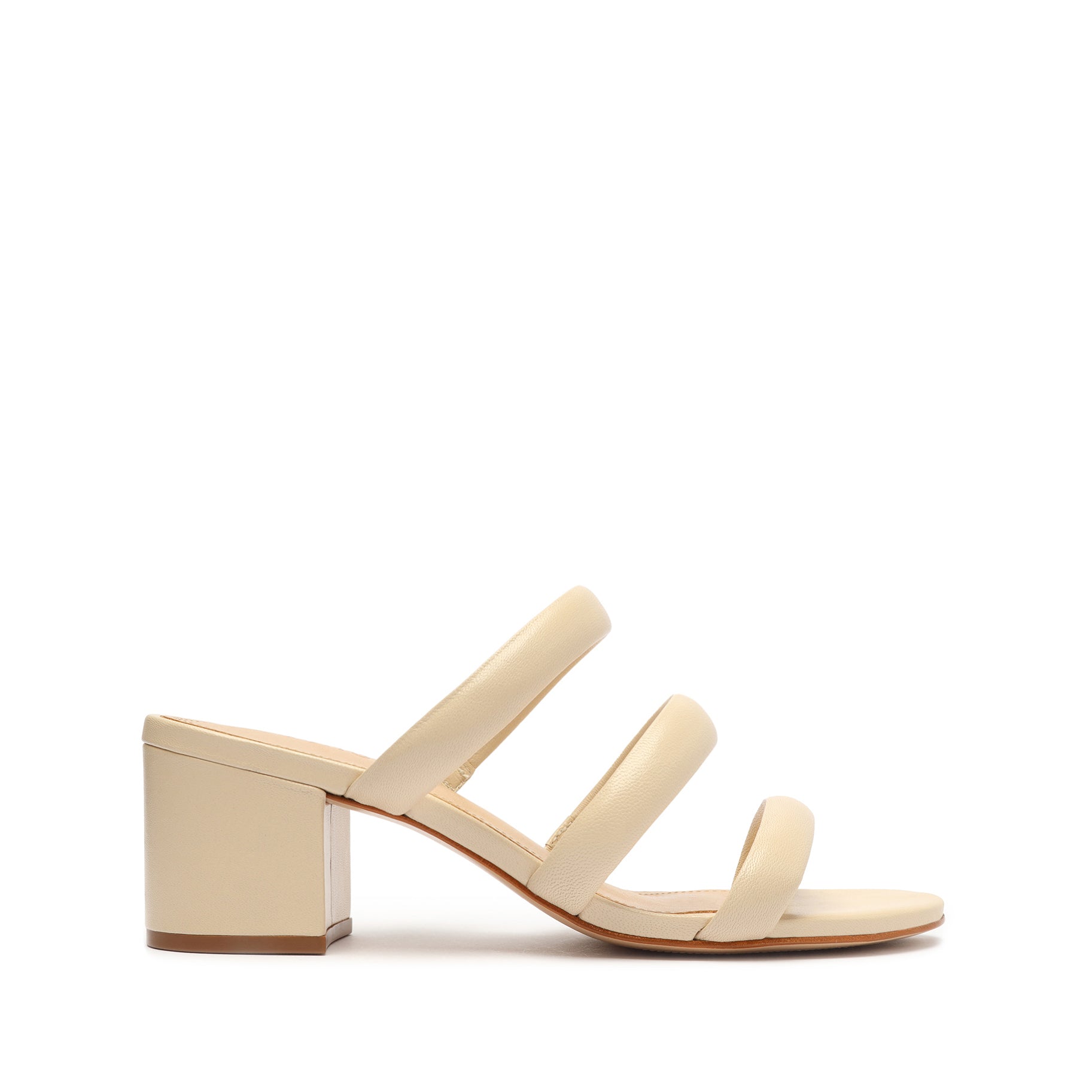 Olly Mid Block Nappa Leather Sandal OLD 5 Eggshell Nappa Leather - Schutz Shoes