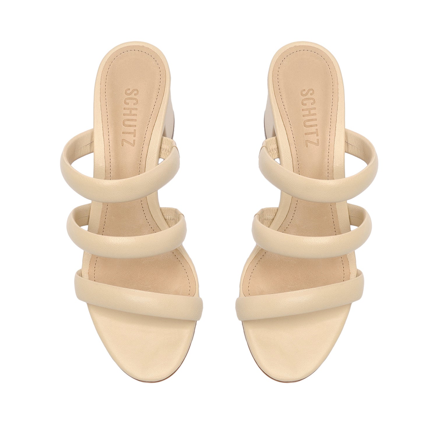 Olly Mid Block Nappa Leather Sandal Eggshell Nappa Leather