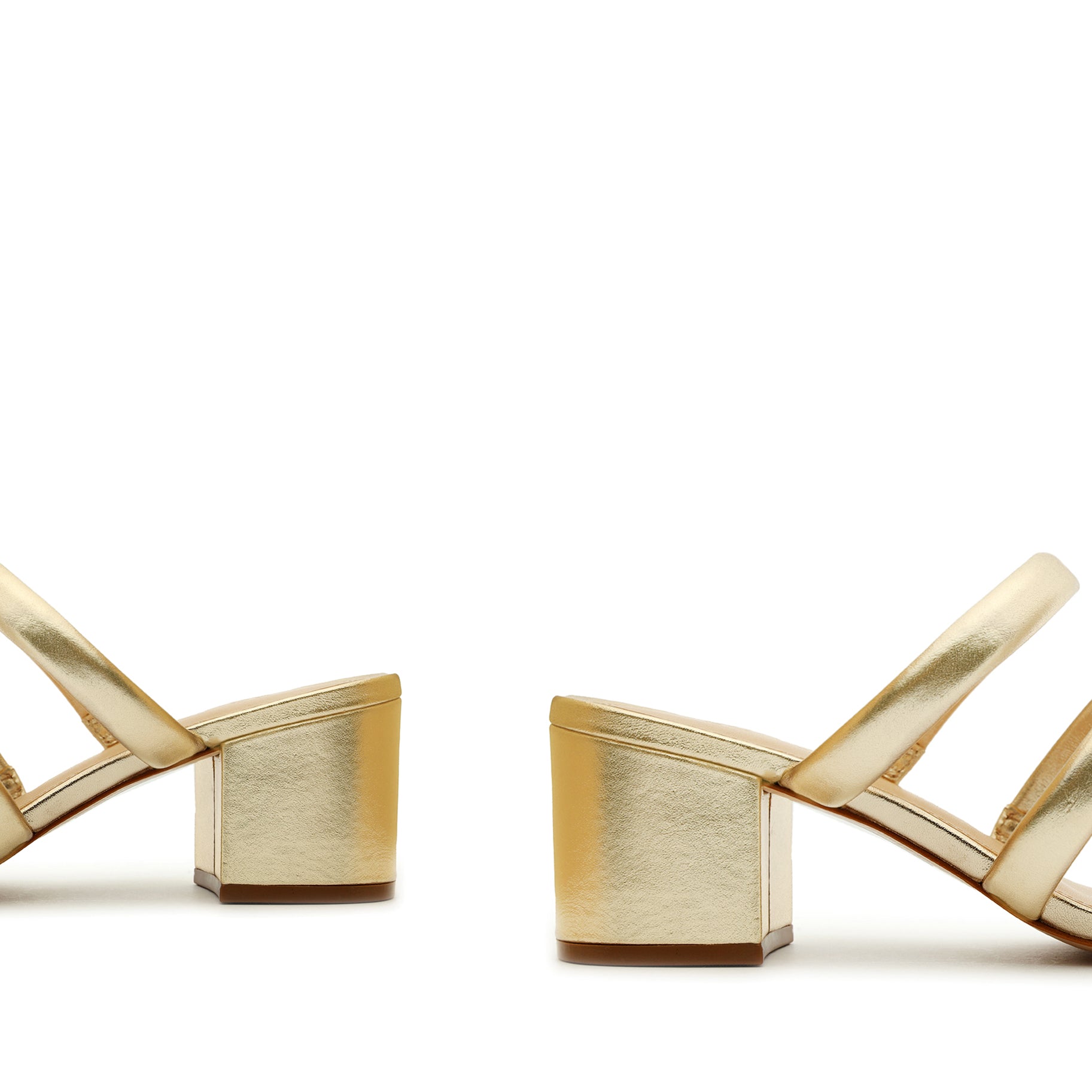 Olly Mid Block Metallic Leather Sandal Sandals Pre Fall 22    - Schutz Shoes