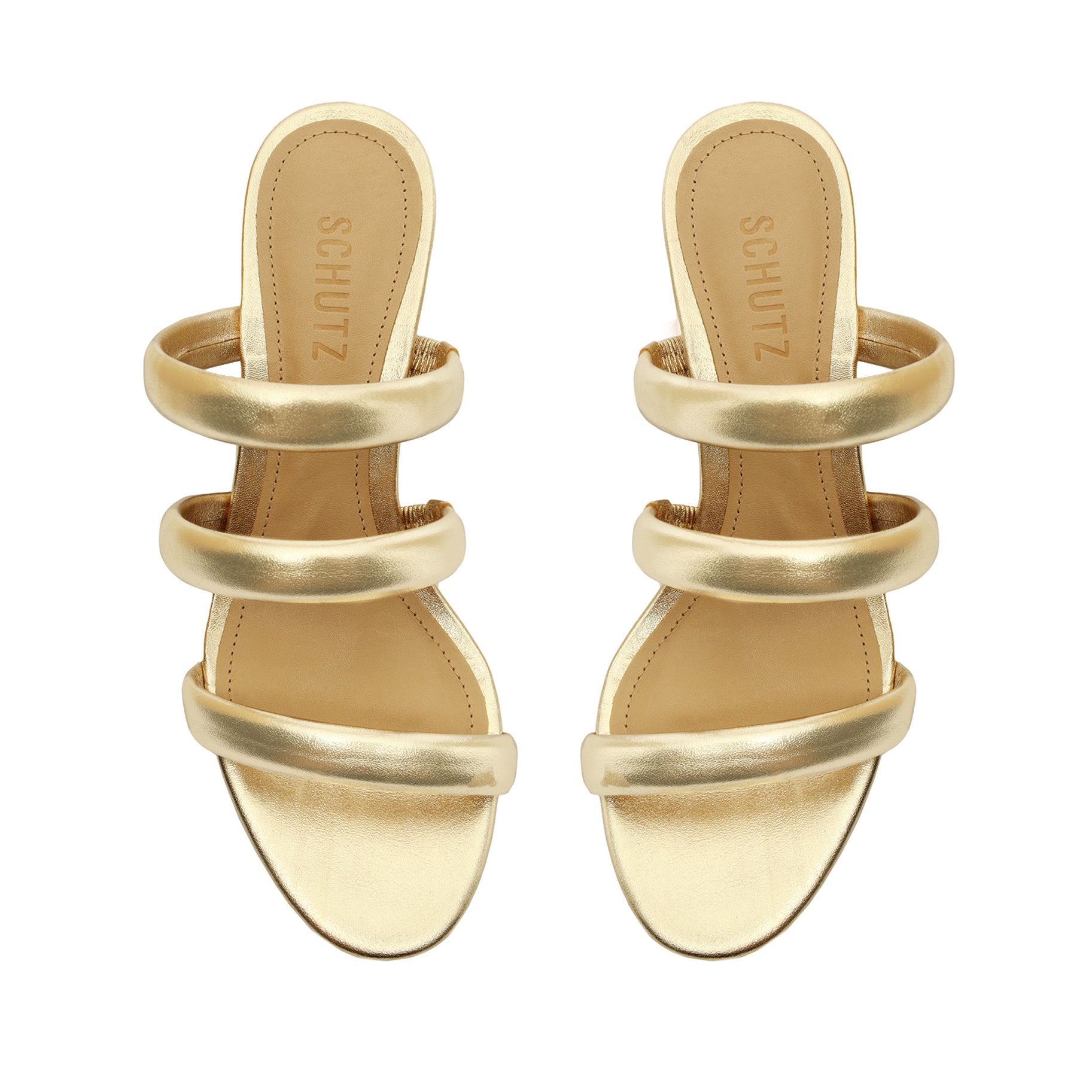 Olly Mid Block Metallic Leather Sandal Sandals Pre Fall 22    - Schutz Shoes