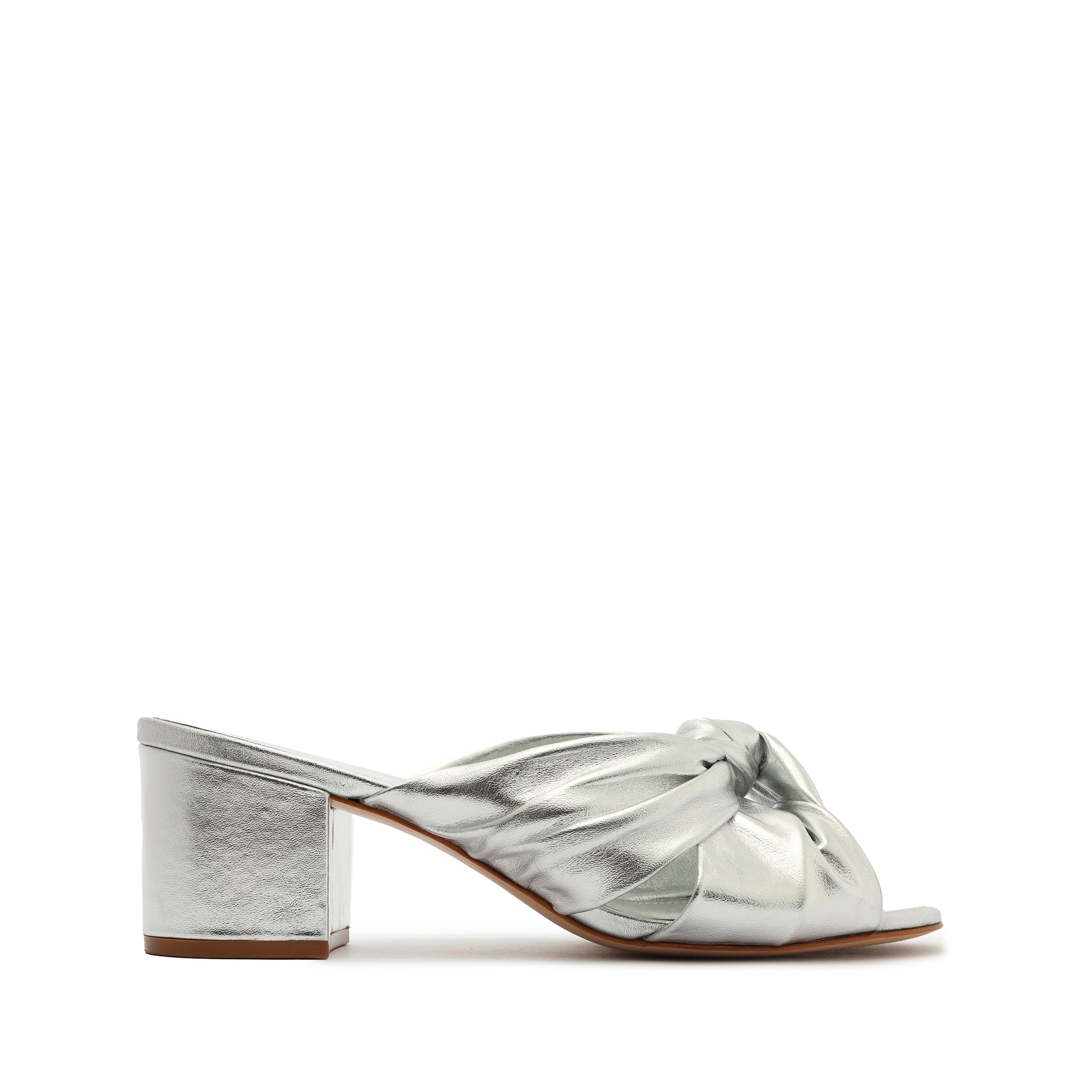 Mindy Mid Block Metallic Leather Sandal Sandals Sale 5 Silver Metallic Leather - Schutz Shoes