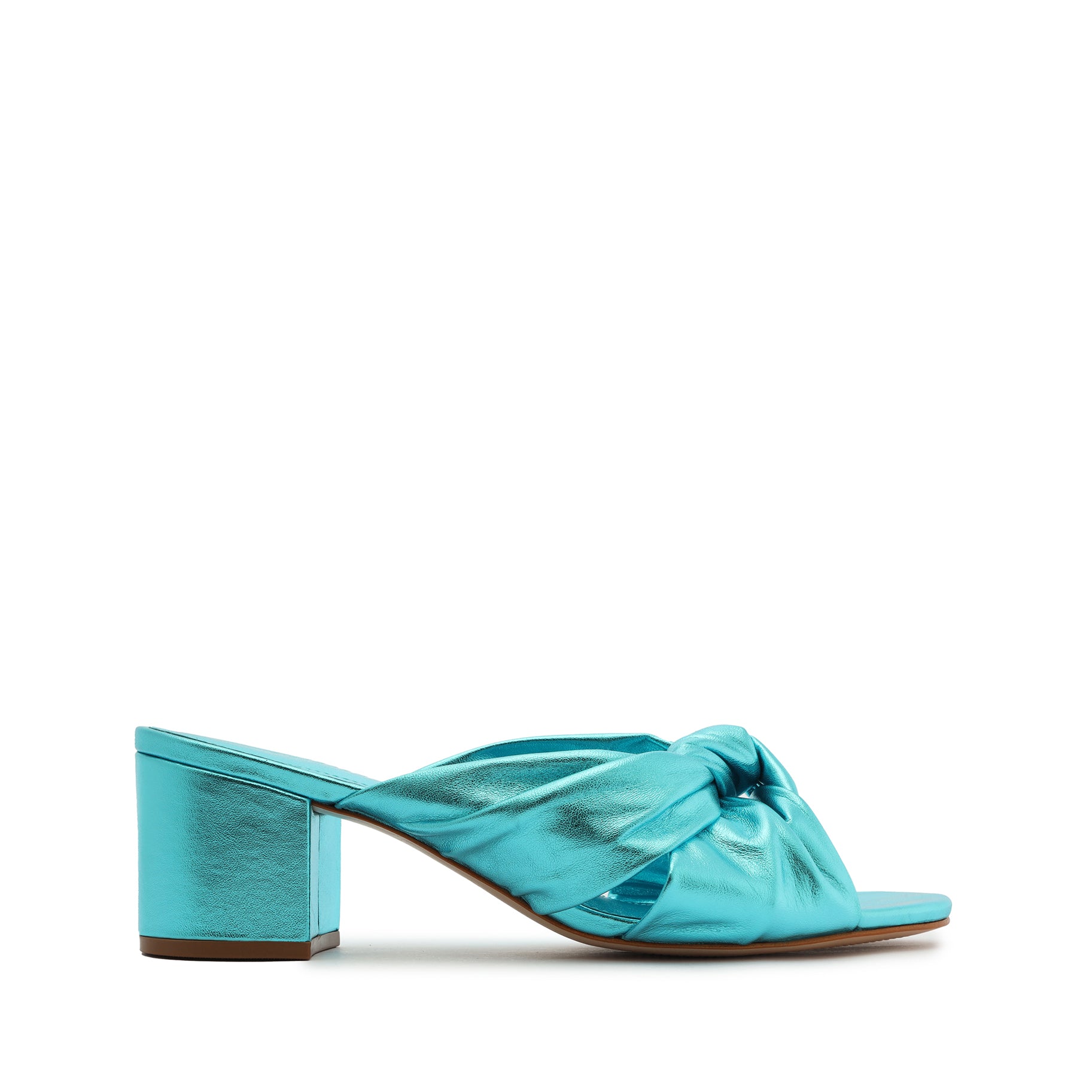 Mindy Mid Block Metallic Leather Sandal Sandals OLD 5 Turquoise Metallic Leather - Schutz Shoes