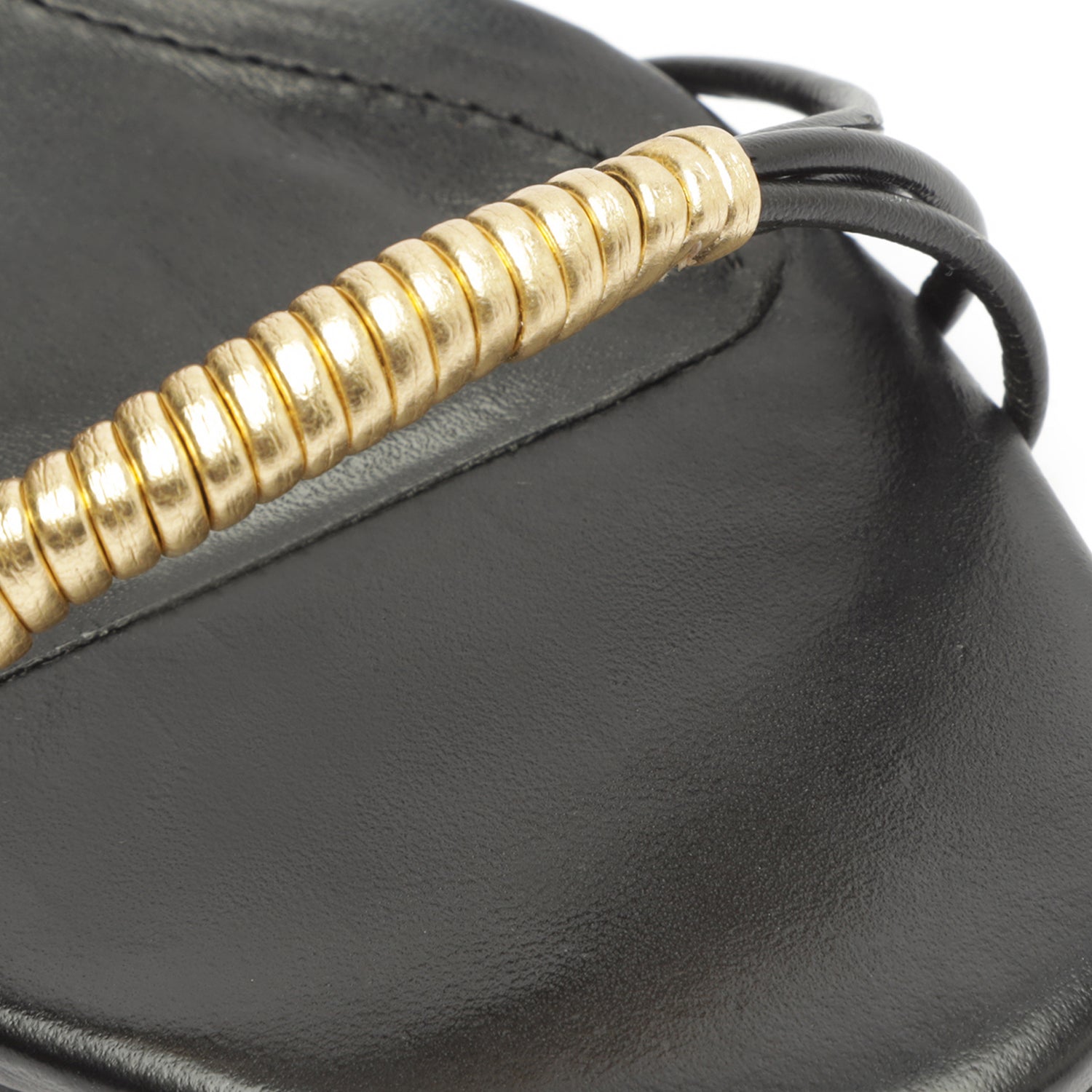 Amunet Mid Block Patent Leather Sandal Gold Patent Leather