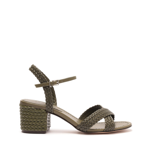 Karima Block Atanado Leather Sandal Sandals Pre Fall 23 5 Military Green Atanado Leather - Schutz Shoes