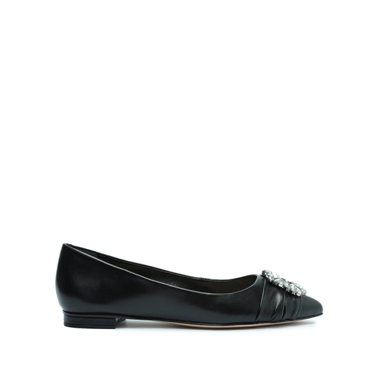 Meisho Nappa Leather Flat OLD 5 Black Nappa Leather - Schutz Shoes