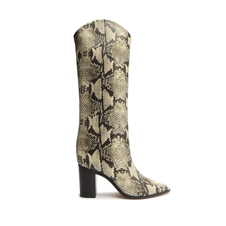 Maryana Block Pointed Toe Block Heel Boot in Snake Print | Schutz Shoes ...