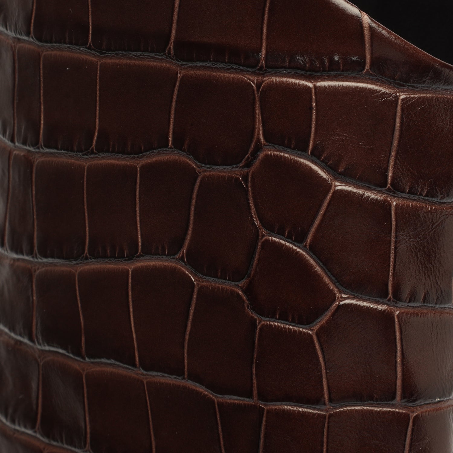 Maryana Block Boot Dark Chocolate Crocodile Effect Leather