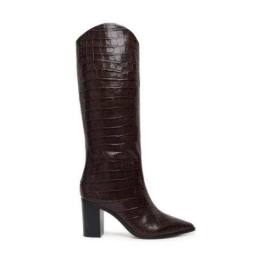 Maryana Block Crocodile-Embossed Leather Boot Boots CO 5 Umber Crocodile Embossed Leather - Schutz Shoes