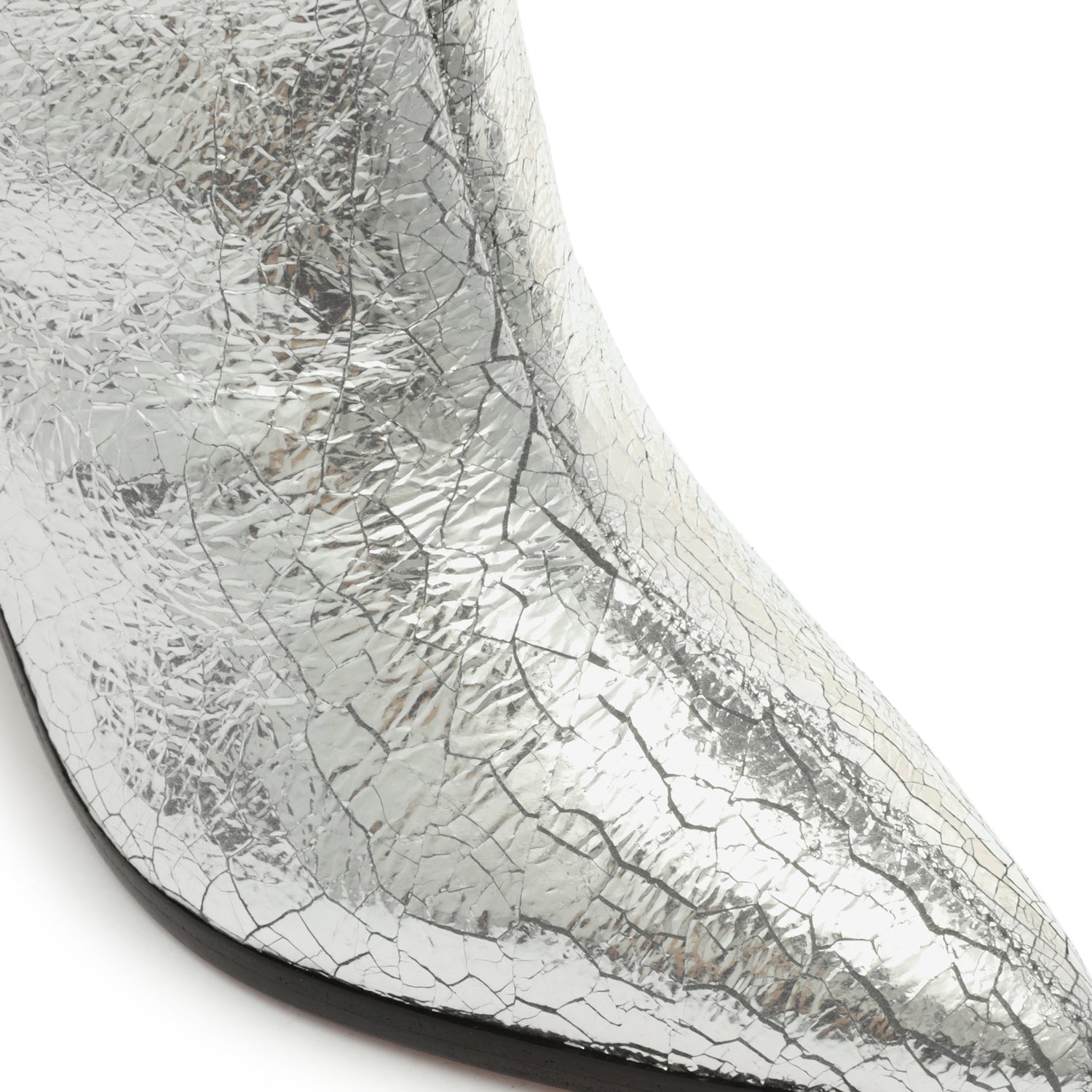 Maryana Block Crackled Leather Boot Silver Crackled Leather