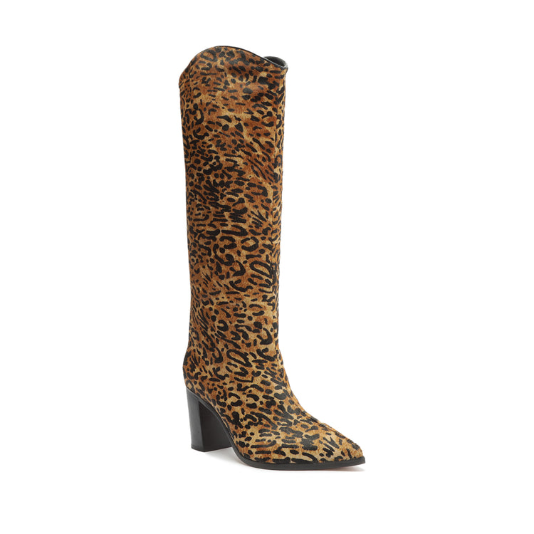 Maryana Block Wild Leather Boot Animal Print