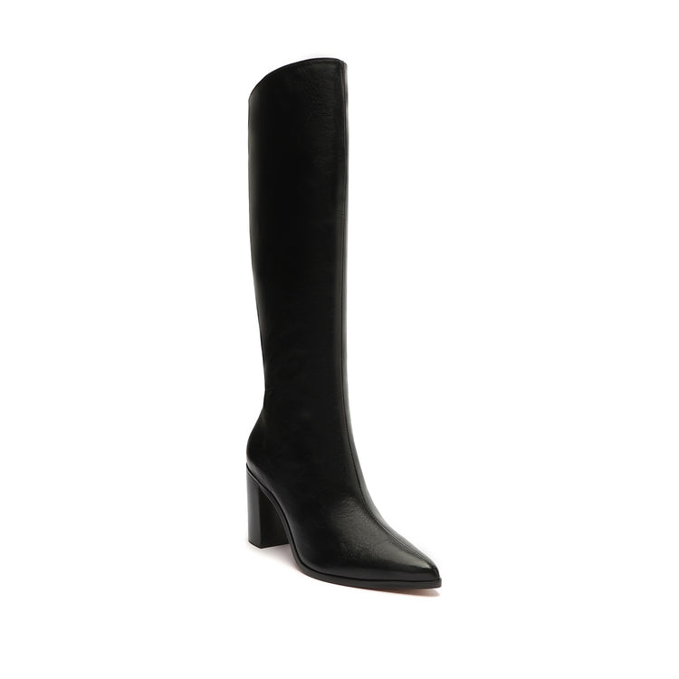 Mikki Up Block Leather Boot Black Leather