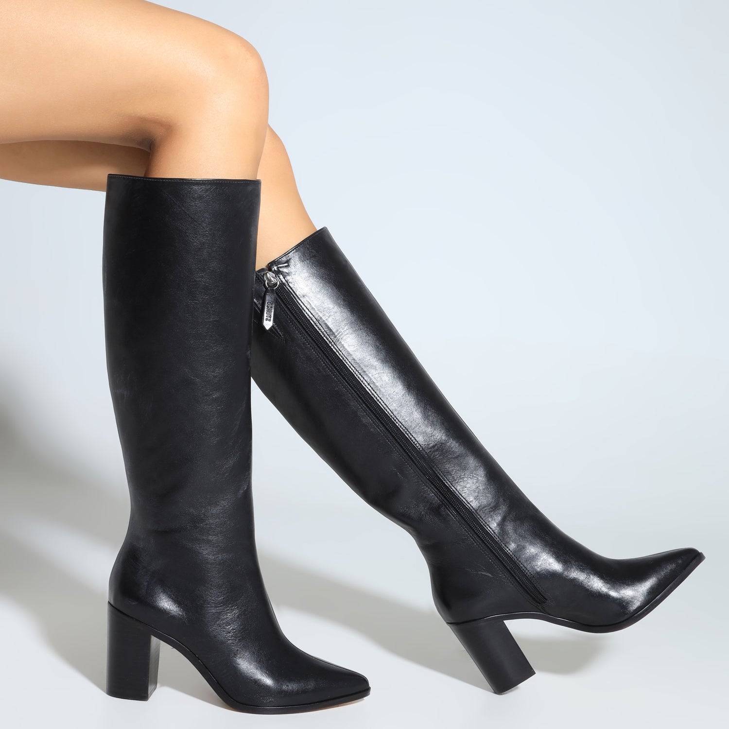 Block-Heel Leather Ankle Boots - Black Patent | Boden US