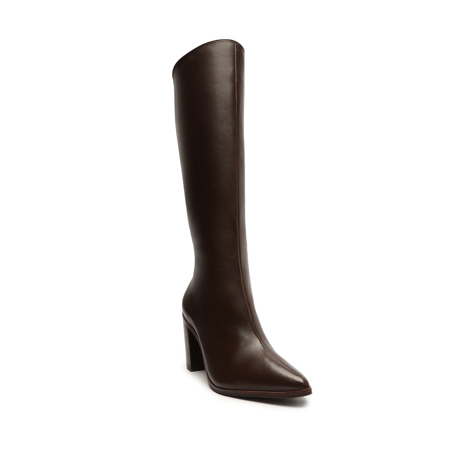 Boots with heels and pointed toes in brown glossy leather | Jonak