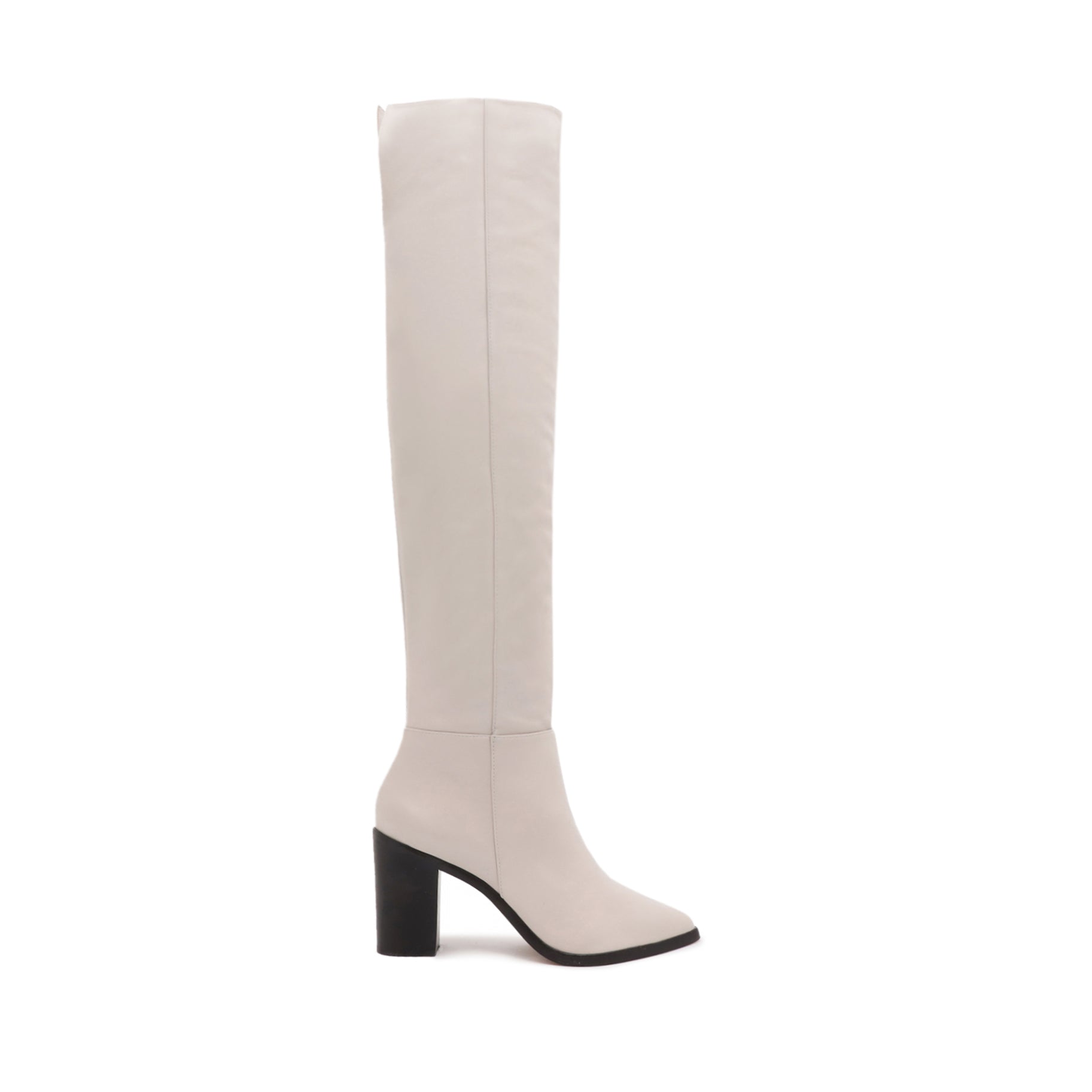 Magali Block Over the Knee Leather Boot Boots FALL 23 5 Cream Atanado Leather - Schutz Shoes